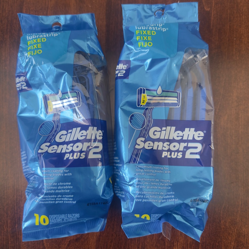2 Pack - Gillette Sensor 2 Plus‎ Disposable Razors 10 Count Men Chromium Coating
